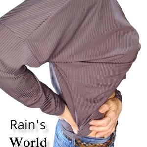 R 3031 grey women's silky Crop Top with tyed mid-driff